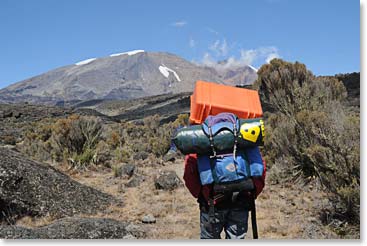 Hiking towards Moir Camp with gear on our backs