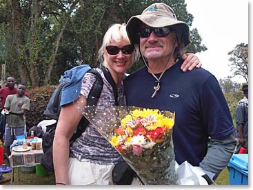 Terri gifting Bill with flowers