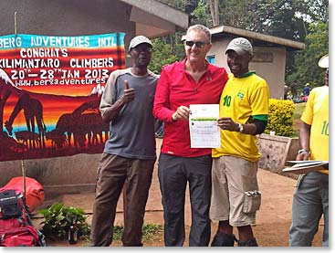 Bob receiving his certificate of achievement