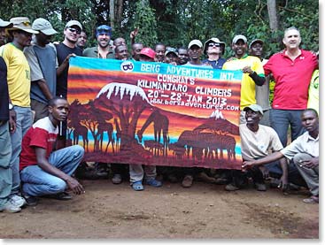 Group shot of climbers with their guides and the BAI support staff