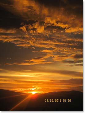 Sunset from the veranda at our hotel, how good is this?