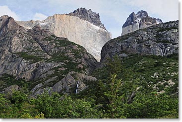 Can you spot the waterfall on this beautiful mountain?