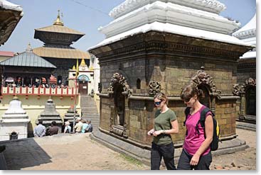 Cassidy and Jo strolling casually around Swayambunath