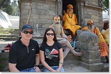 Next we traveled to the Hindu temple, Pashupatinath, brother and sis, Daniel and Katie were hanging with the holy men.