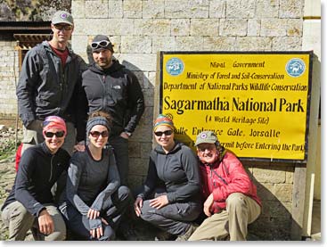 Early this morning we entered Sagarmartha National Park. A few of us stopped for a picture op at the Park entrance.