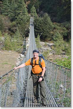 Daniel ready to cross a bridge