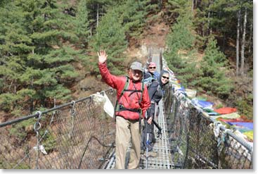 Howard waves before taking off across yet another bridge.