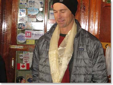 Todd blessed. The blessing that Sherap and Lakpa gave us are for safe passage in the mountains, health and success on our expedition.