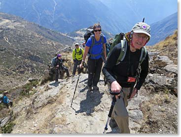 The trail from Namche to Khunde is steep, but it was a beautiful morning for a hike.