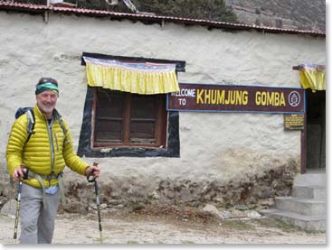 Ed outside the monastery in Khumjung. We stopped here for a visit and Temba explained a great deal to us about religion in Sherpa life.