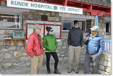 In Khunde we visited the Kunde Hospital, founded by Hillary's trust and supported largely by the Canadian Himalayan Foundation. Two doctors from western Canada, Katie Ross and Howard Stockburger and Todd, a paramedic from Arizona at the hospital