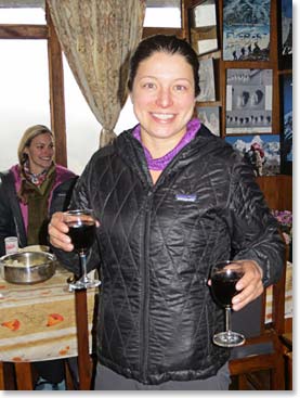 Katie, extremely happy about having such a wonderful sister-in-law had the wine waiting for our party.