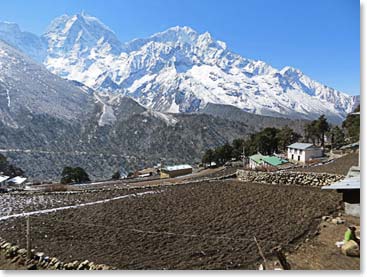 We awoke to a beautiful morning in Pangboche.