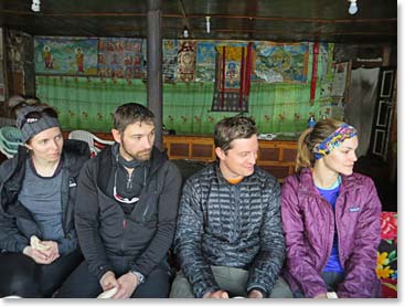 Steve and Katie (left), who were married 6 months ago, and Daniel and Cassidy (right), just engaged, received blessings of happiness in their lives together.