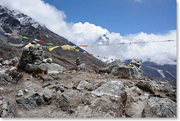 Taking a moment to reflect at the Sherpa memorials