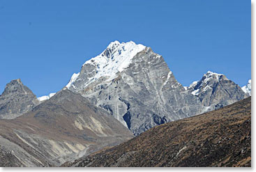 Lobuche Peak towered above us today