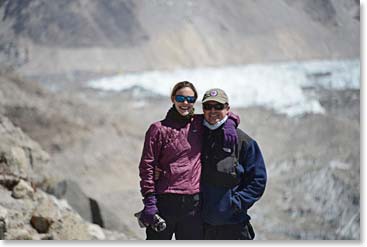 Cassidy and Daniel high above the glacier