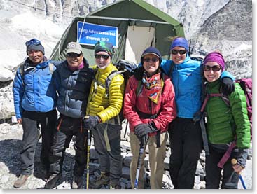 The team packed up and ready to leave Base Camp after breakfast .