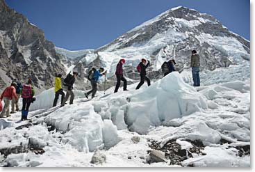 Moving up together with the West Shoulder of Everest behind