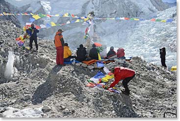 Our chorten with the Khumbu Icefall behind