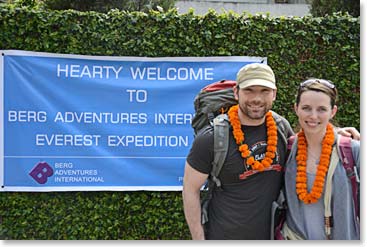 Steve and Katie were the first ones to arrive in Kathmandu.