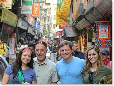 Katie, Ed, Daniel and Cassidy were running wild in the streets of Thamel.