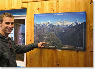Todd, who is the only of our climbing or trekking members to have visited the Khumbu before, found great photo inside Starbucks and showed us some of the villages and landmarks that we would be visiting along the trail to Everest.