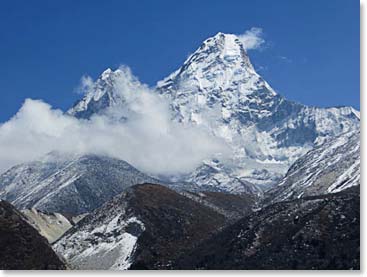 When we stepped outside Geshe’s home Ama Dablam rose gloriously above us.