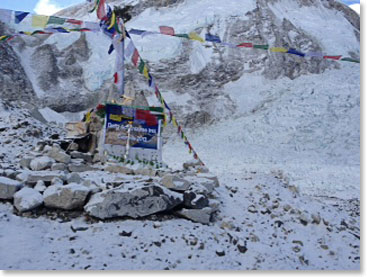 New snow overnight at Everest Base Camp