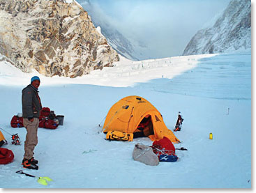 Lead Climbing Sherpa at our Camp I, 19,100ft/5823m above sea level, at the top of the Khumbu Icefall