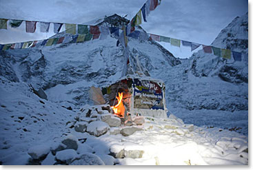 Our chorten is covered with fresh snow