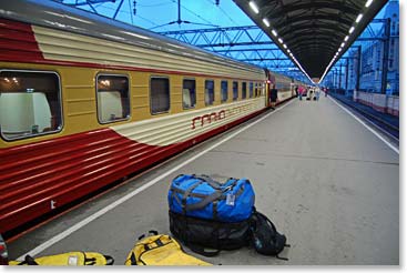 Just before midnight, at 11:43 PM, Raphael took this picture of our train, The Red Arrow Express,  as it was ready to pull out of St. Petersburg, bound for Moscow.