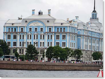 On the boat tour we passed the Naval Academy along the banks of the Neva River.