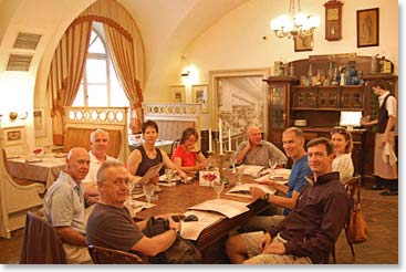 We enjoyed lunch inside the Vodka Museum. Most of us had the excellent Stroganoff and Margaret enjoyed the boiled potatoes with anchovies.