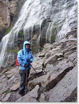 Fantastic shot of Margaret by the waterfall