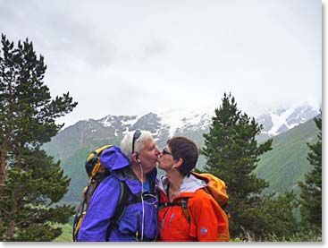 One more great photo by Margaret; Tim and Terri stop for a kiss.