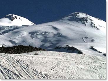 Our goal. You can see part of the route we will take on the right of the photo, traversing left.