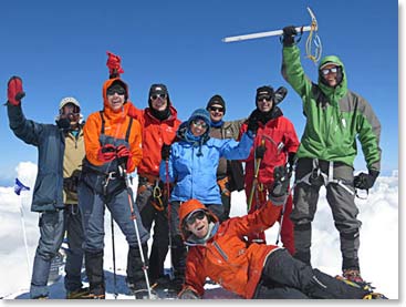 The team on the summit of Mt. Elbrus, 18,586 ft.