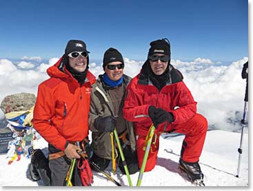 The three amigos together on the summit. Way to go team!