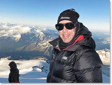 Rob enjoying being high up on Elbrus.