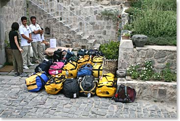 The surprised look of the staff when they saw all of our luggage.