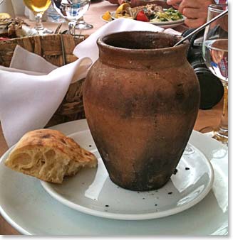 After the hike we stopped for lunch and experimented in trying a local specialty – the meal is entirely cooked inside this pot. This is the same type of meals the people of these underground villages would cook.