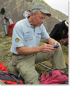 Jan Kees playing with his GPS