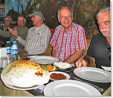 Richard and Peter ready to try the fresh bread