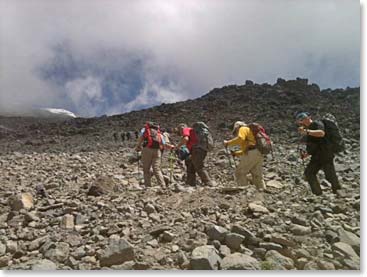 The team climbing to High Camp