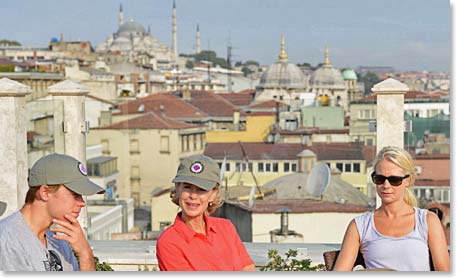 The Sibley’s on the roof with great views behind them