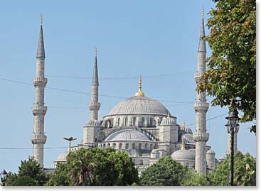 Blue  mosque-The Mosque gets its name from the 20,000 handmade ceramic blue Iznik tiles surrounding the walls of the interior