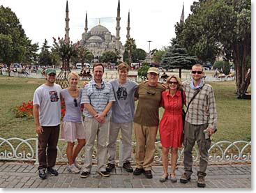 The Sibley clan with the grand Blue Mosque in the background