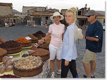 An array of dried fruits and nuts for sale