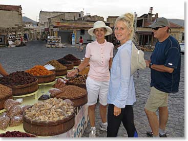 An array of dried fruits and nuts for sale